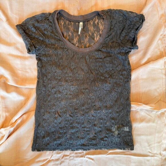Forever 21 Tops - Forever 21 grey lace mesh top size small